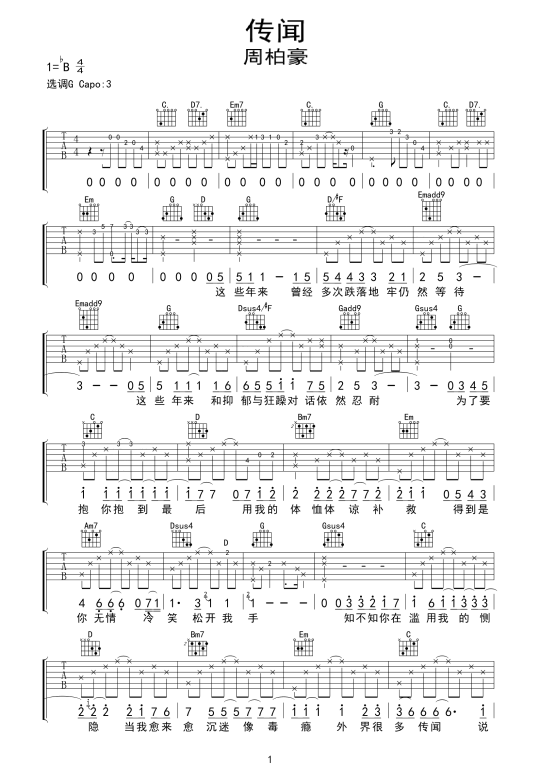 吉他谱 1