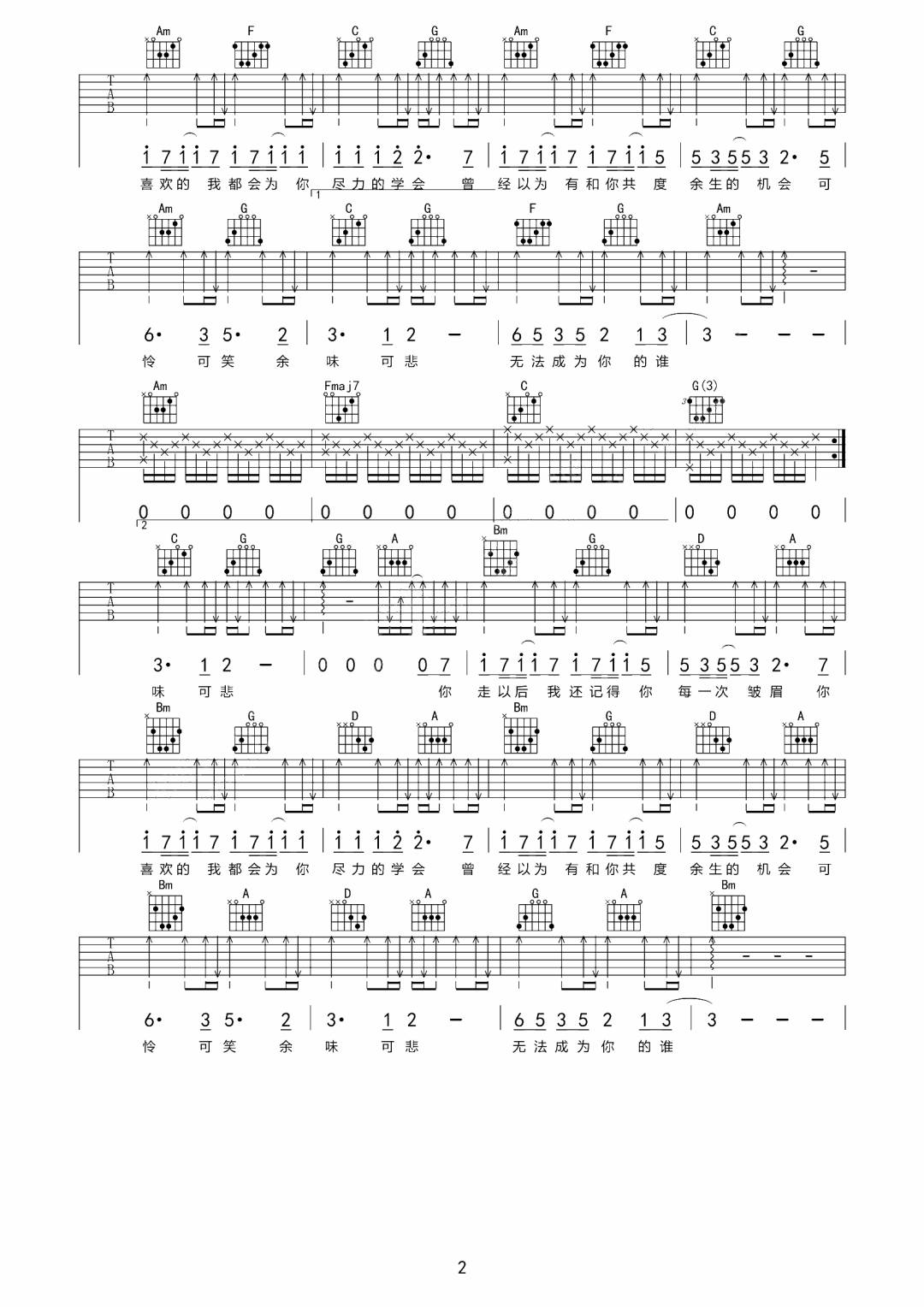 余味吉他谱2-林俊呈