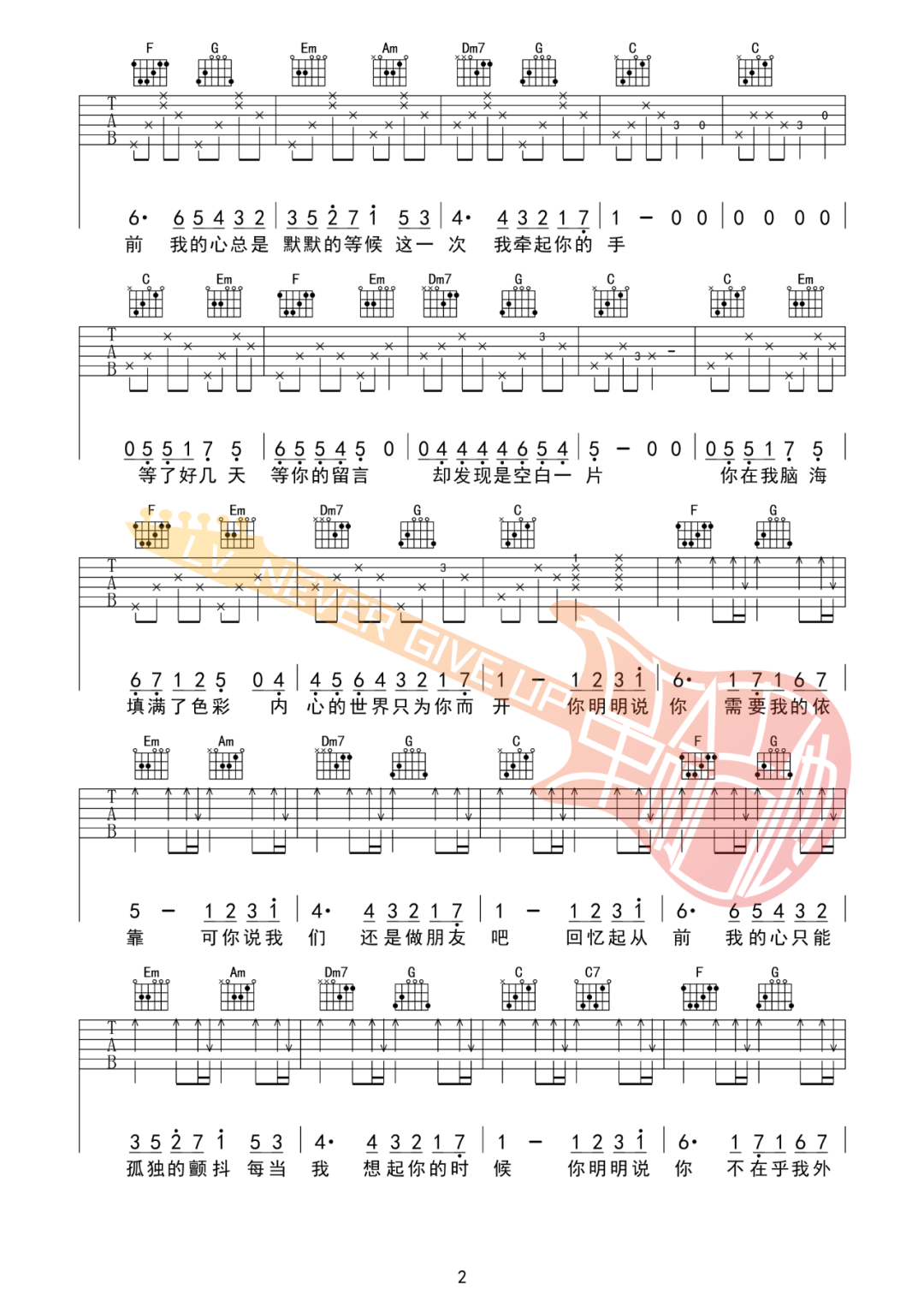 我们还是做朋友吧吉他谱2-杨振宇