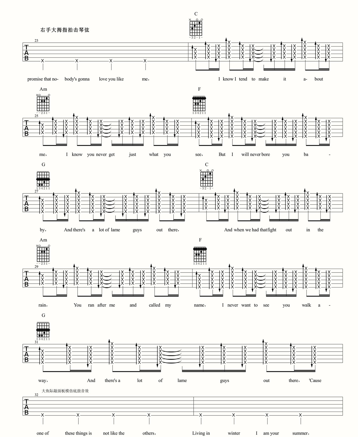 Me吉他谱_Taylor Swift_C调扫弦版